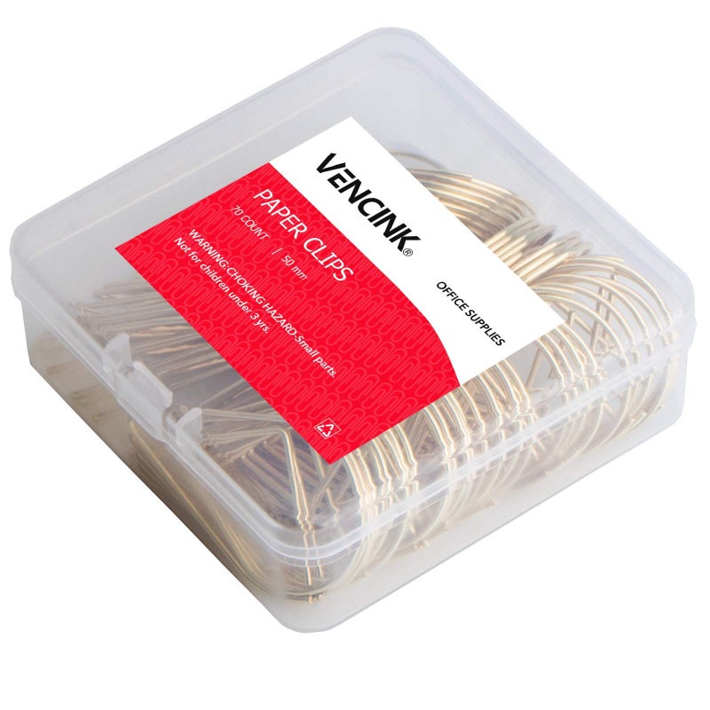 VENCINK 70 Pieces Gold Cute Paper Clips Large  VENCINK Smooth Stainless Steel Drop-Shaped Wire Paperclips for Office Supplies Wedding Women Girls Kids Students Paper Work - Image 1
